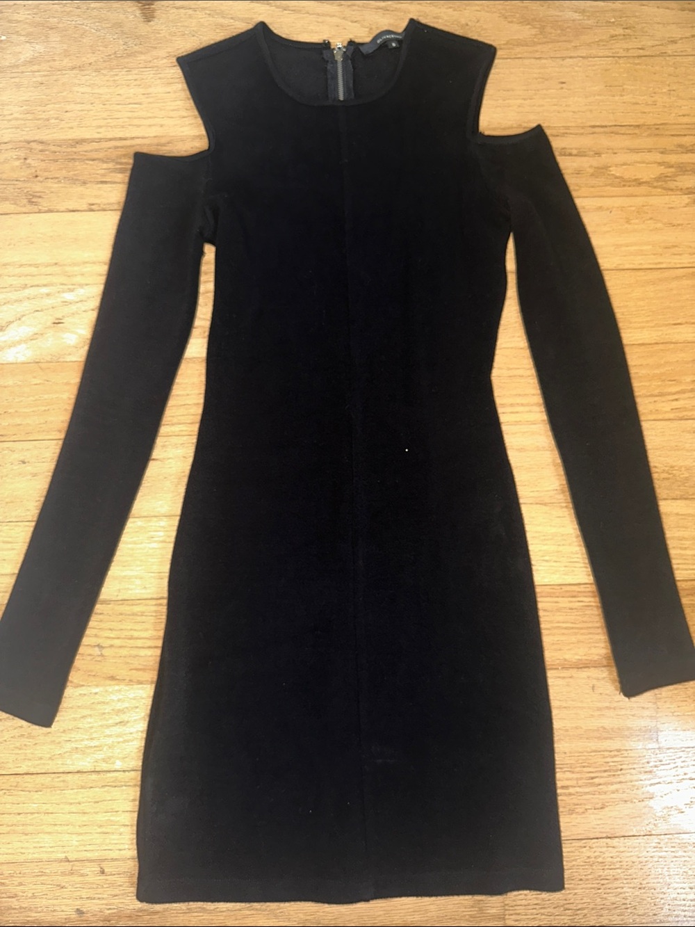 Black Long Sleeve Cold Shoulder Bodycon Dress with Back Zip